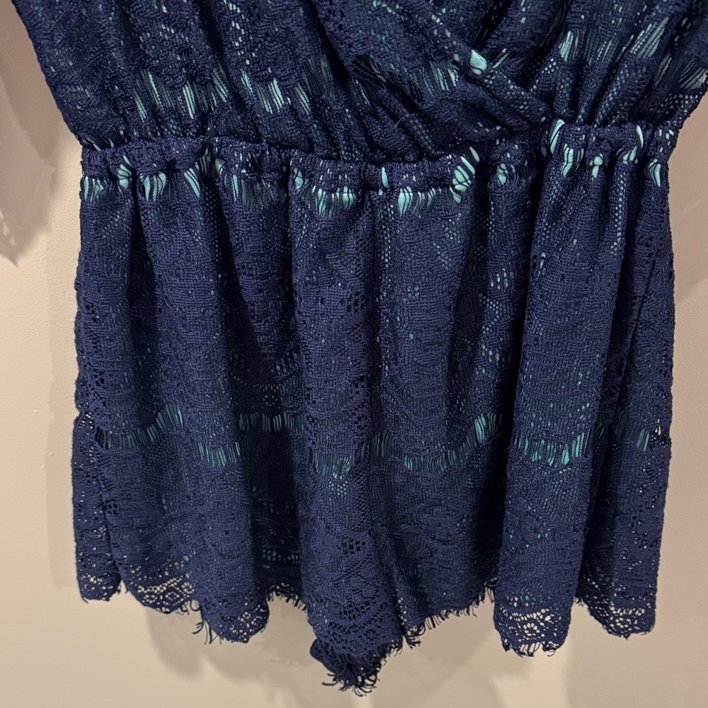 Xhilaration Navy Lace Romper - Picture 3 of 4